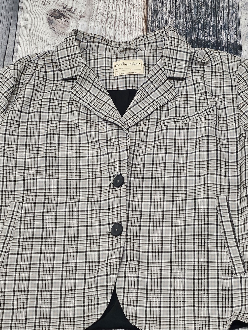 Free People We The Free Cali Plaid Blazer Women's Size Large Jacket Academia - Picture 4 of 9